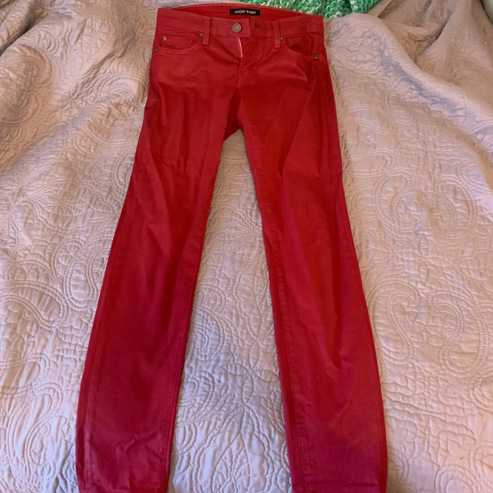 Red Faux Leather Skinny Jean